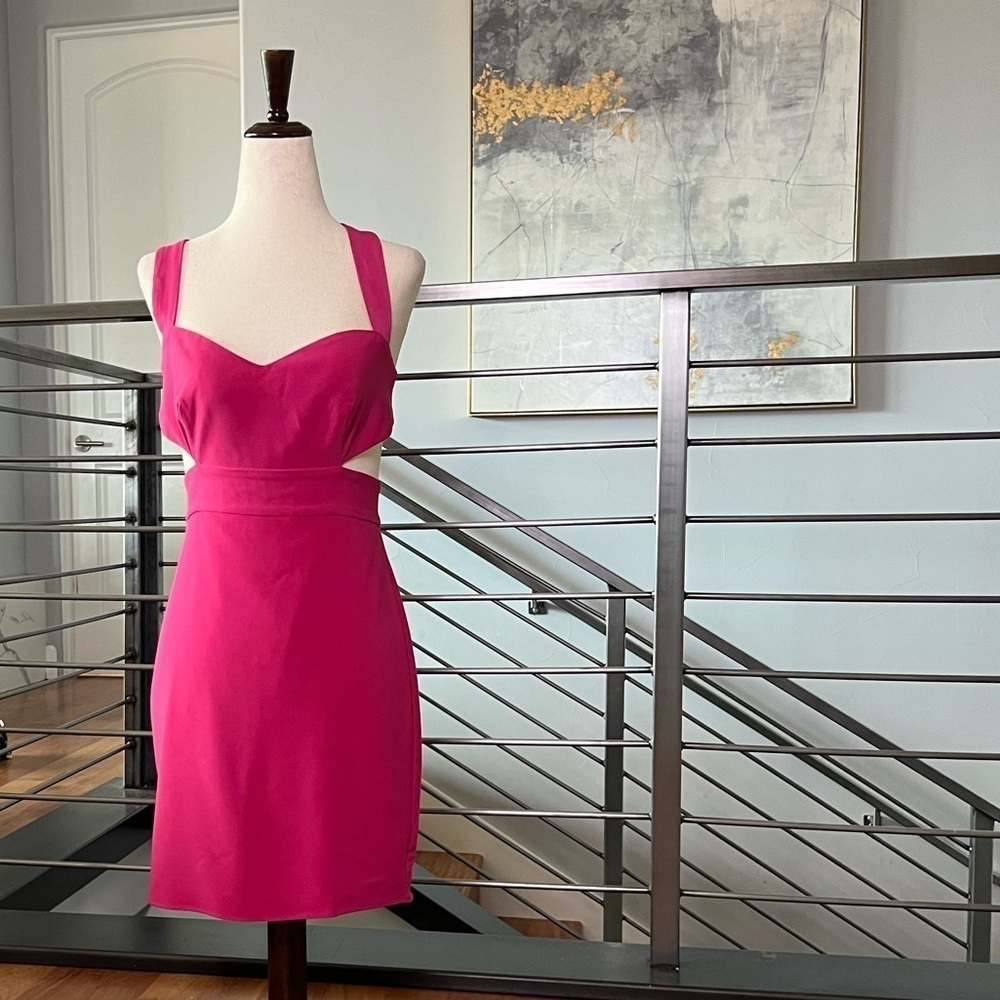 NBD Fuchsia Cutout Mini Dress